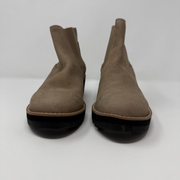 Eileen Fisher Lilou Suede Ankle Boot Women's 7 Tan Wedge Bootie Minimalist NWT - Picture 3 of 13